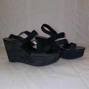 7.5 Vince Camuto Black Suede Wedges